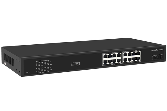 16 porte Gigabit Ethernet Switch Af/at Poe Switch AC 100-240V Input di alimentazione