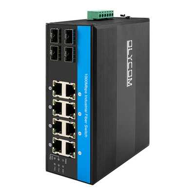 12 Port Industrial Ethernet Switch Din Network Switch 4SFP+8RJ45 DC12-52V Doppio alimentatore