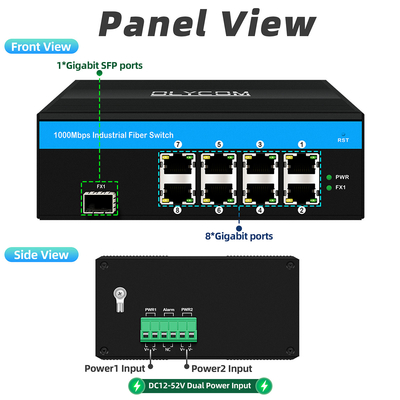 8 porte Gigabit Switch Industrial Ethernet Switch IP40 Fabbrica OEM