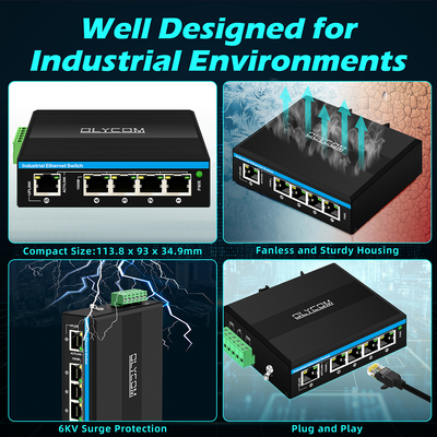 5 porte Gigabit Switch E-Mard Certified Industrial Ethernet Switch