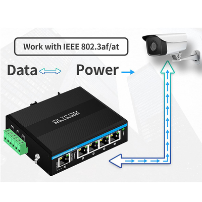 Switch PoE alimentato da energia solare o da batterie 4 porte Gigabit Network Dual 12V/24V/48VDC Input CE