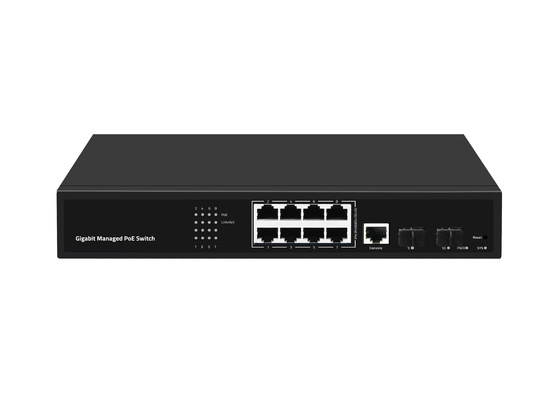 Switch PoE a 8 porte Gigabit gestito, switch Ethernet in fibra ottica, 120W, ingresso AC100-240V