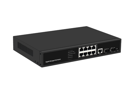 Switch PoE a 8 porte Gigabit gestito, switch Ethernet in fibra ottica, 120W, ingresso AC100-240V