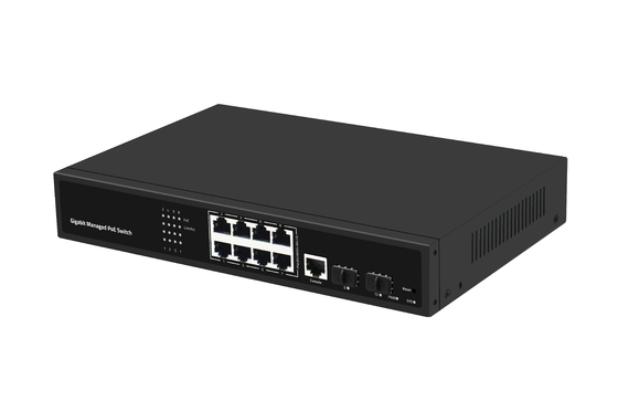 Switch PoE a 8 porte Gigabit gestito, switch Ethernet in fibra ottica, 120W, ingresso AC100-240V