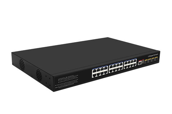 Switch PoE L3 gestito Ethernet in fibra ottica a 24 porte 10G 400W 4*porte fibra 10G + 24*porte RJ45 POE