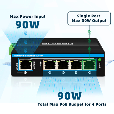 5 port switch gigabit Industrial PoE Extender 1*poe in supporto di porte 30w/60w/90w+4*poe porte di uscita