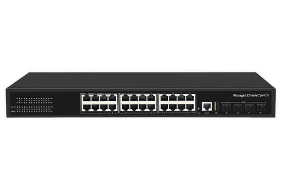 Switch Ethernet in fibra a 24 porte 10G prezzo di fabbrica Switch di rete gestito L3 da tavolo AC100-240V 1U Rack