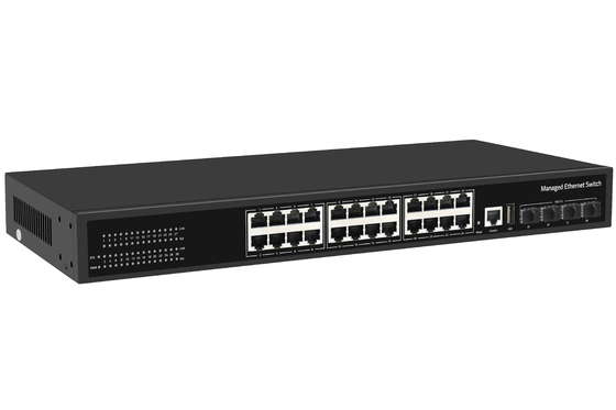 Switch Ethernet in fibra a 24 porte 10G prezzo di fabbrica Switch di rete gestito L3 da tavolo AC100-240V 1U Rack