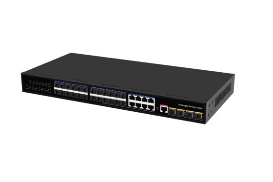 Desktop 10G Ethernet Switch L3 Managed Optical Fiber Switch 24*1.25G Porti RJ45+4*10G Porti SFP+