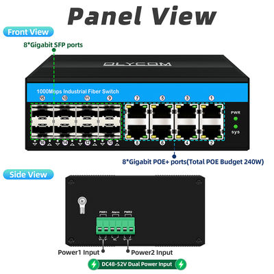 Switch PoE non gestito Gigabit a 16 porte, PoE af/at/bt, budget 240W per uso esterno