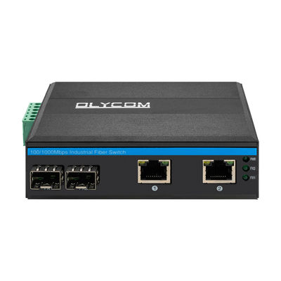 Switch POE Industriale con 2 porte SFP + 2 porte RJ45, Protezione da Sovratensione 6KV e Ingresso Alimentazione DC48V per Uso Esterno