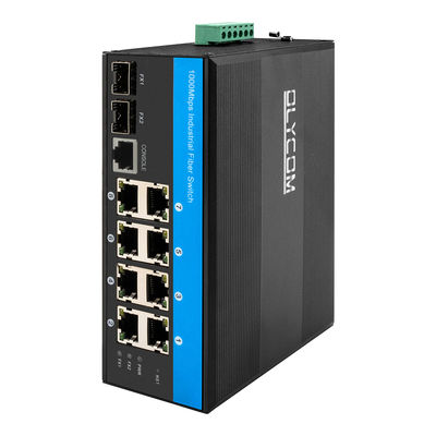 Rugged Managed Ethernet Switch Vitesse chipset 2 SFP 8 RJ45 industrial ethernet switch con gestione SNMP