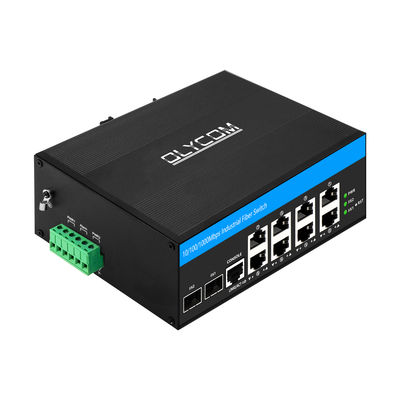 Switch PoE Industriale Managed a 8 Porte Gigabit SFP Fibra 240W PoE Attivo DC48V Montaggio su Guida DIN