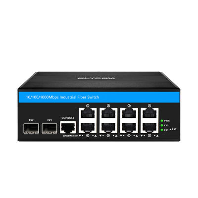 Switch PoE Industriale Managed a 8 Porte Gigabit SFP Fibra 240W PoE Attivo DC48V Montaggio su Guida DIN