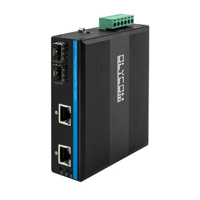 Industrial 4 Port PoE Fiber Switch Gigabit Ethernet Non gestito DIN Rail IP40 Rated CE