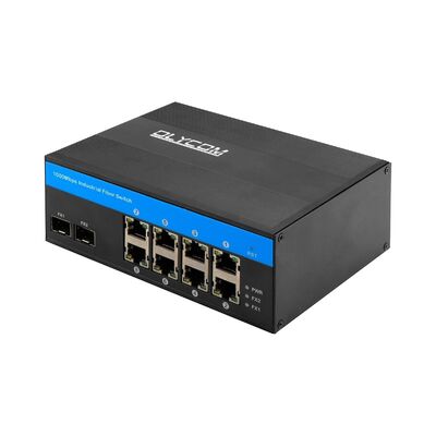 Industrial Gigabit Fiber Switch 8 Port SFP Uplinks 1G Network Downlink CE DIN Montato