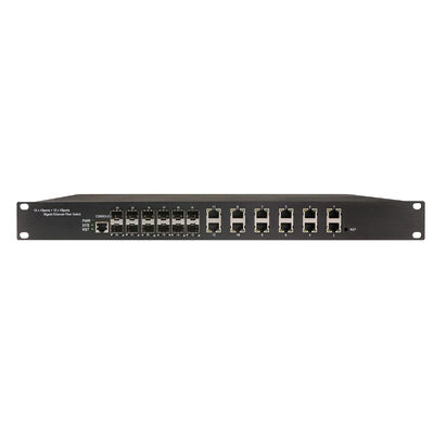 Switch Ethernet Industriale IEEE802.3az EEE, 1U Rack 24 Porte Managed con 12 porte RJ45 + 12 porte SFP, Classe di sicurezza IP30