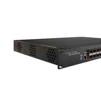 Switch Ethernet Industriale IEEE802.3az EEE, 1U Rack 24 Porte Managed con 12 porte RJ45 + 12 porte SFP, Classe di sicurezza IP30