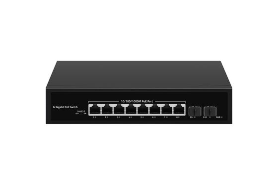 Switch PoE Gigabit a 8 porte con uplink SFP, alimentazione AC, non gestito, 120W, economico, senza ventola