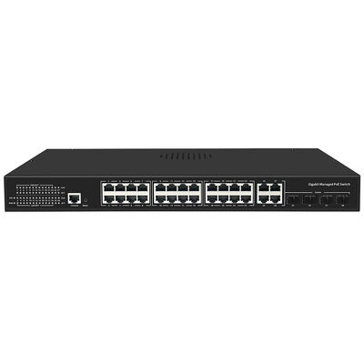 Switch PoE Gestito Commerciale a 24 Porte con Budget di 300W, 4 Uplink Gigabit, Alimentazione Singola AC