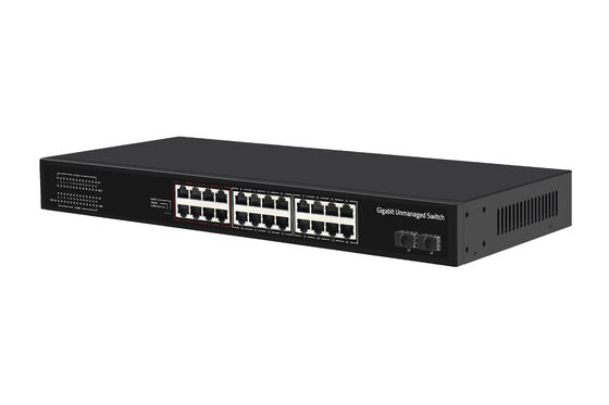 24 porte Gigabit Fiber Network Switch Non gestito Smart VLAN & Extend Mode AC alimentato