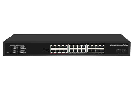 24 porte Gigabit Fiber Network Switch Non gestito Smart VLAN & Extend Mode AC alimentato
