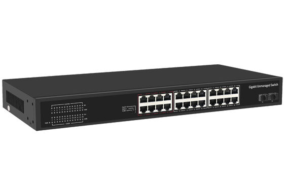 24 porte Gigabit Fiber Network Switch Non gestito Smart VLAN & Extend Mode AC alimentato
