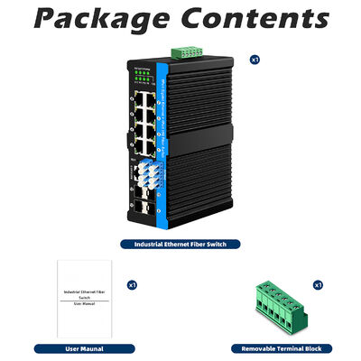 Switch di Bypass in Fibra Industriale con 4 Porte SFP+ 10G e 8 Porte PoE 10/100/1000Mbps per Ambienti Difficili