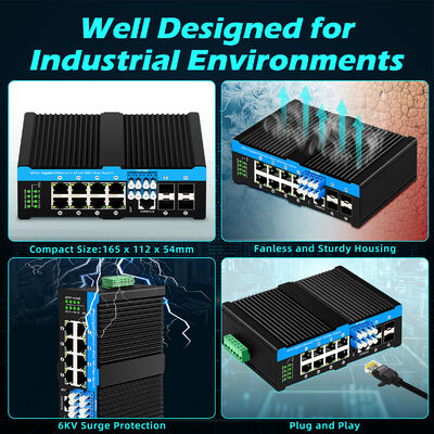 Switch di Bypass in Fibra Industriale con 4 Porte SFP+ 10G e 8 Porte PoE 10/100/1000Mbps per Ambienti Difficili