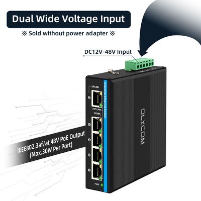 Switch PoE Booster 4 Porte Tensione DC12-48V Ingresso per Sistema Solare