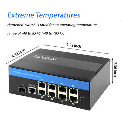 12VDC Industrial Switch 8 Port, IM-FS180GW Grado di protezione Din Rail Ethernet Switch