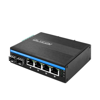 Interruttore POE industriale non gestito con 2 porte SFP e 4 UTP per la conformità FCC e CE