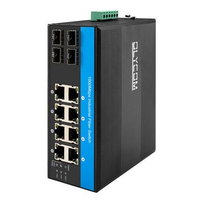 Commutatore di rete impermeabile di 8 porti 1000mbps, commutatore irregolare di Ethernet con 4 porti della fibra