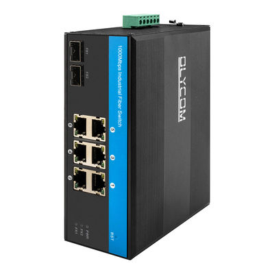 Interruttore di rete rinforzato 8 porte Gigabit Ethernet 2 SFP Fibra non gestita DIN35 montato