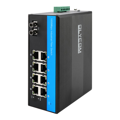 Compatto e facile da installare 8 Port Industrial Fiber Switch con montaggio DIN Rail