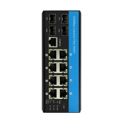 12 Port Industrial Managed Ethernet Switch con 2.5G Fiber ERPS Ring L2 Gestibile