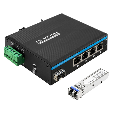 Mini switch SFP Gigabit industriale a 5 porte non gestito, guida DIN, DC12V