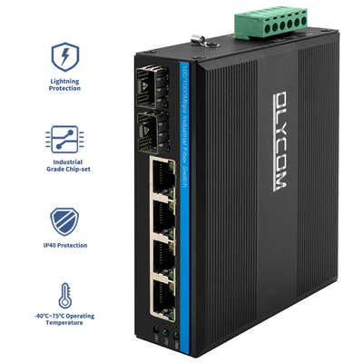 Interruttore di rete industriale 6 Porta 100M/1000M Fibra Din Rail 12V 24V Input