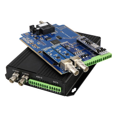 Convertitore multimediale in fibra ST da 30 km CE per video RS422 RS485 audio bilanciato da 5 V CC 2 A